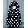 Manteau d'enfants en laine à capuche unique boutonnage à pois - Noir 120