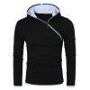 Sweatshirt à Capuche avec Manches Longues Design Fermeture Éclair sur le Côté - Blanc et Noir 2XL
