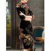 Cheongsam robe en velours fendue - Noir XL