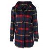 Checked Woolen Coat With Hoodie - PURPLISH BLUE S
