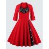Robe Grande Taille Swing Vintage à Pois - Rouge 5XL