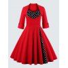 Robe Grande Taille Swing Vintage à Pois - Rouge 3XL