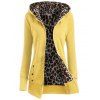 Veste épaisse à capuche à motif léopard avec zip - Jaune XL