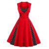 Midi Polka Dot Prom Rockabilly Swing Vintage Prom Dresses - RED 2XL