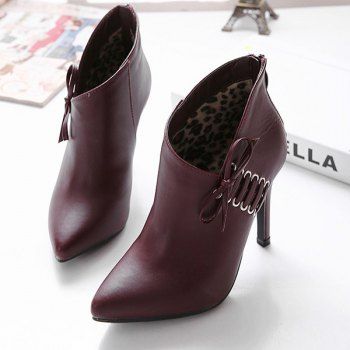 wine colored high heel boots