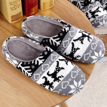 

Snowflake Heart Knitted Winter Slippers, Gray