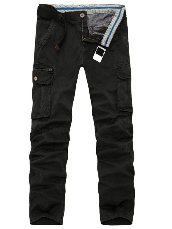 

Plus Size Slimming Pockets Embellished Cargo Pants, Black