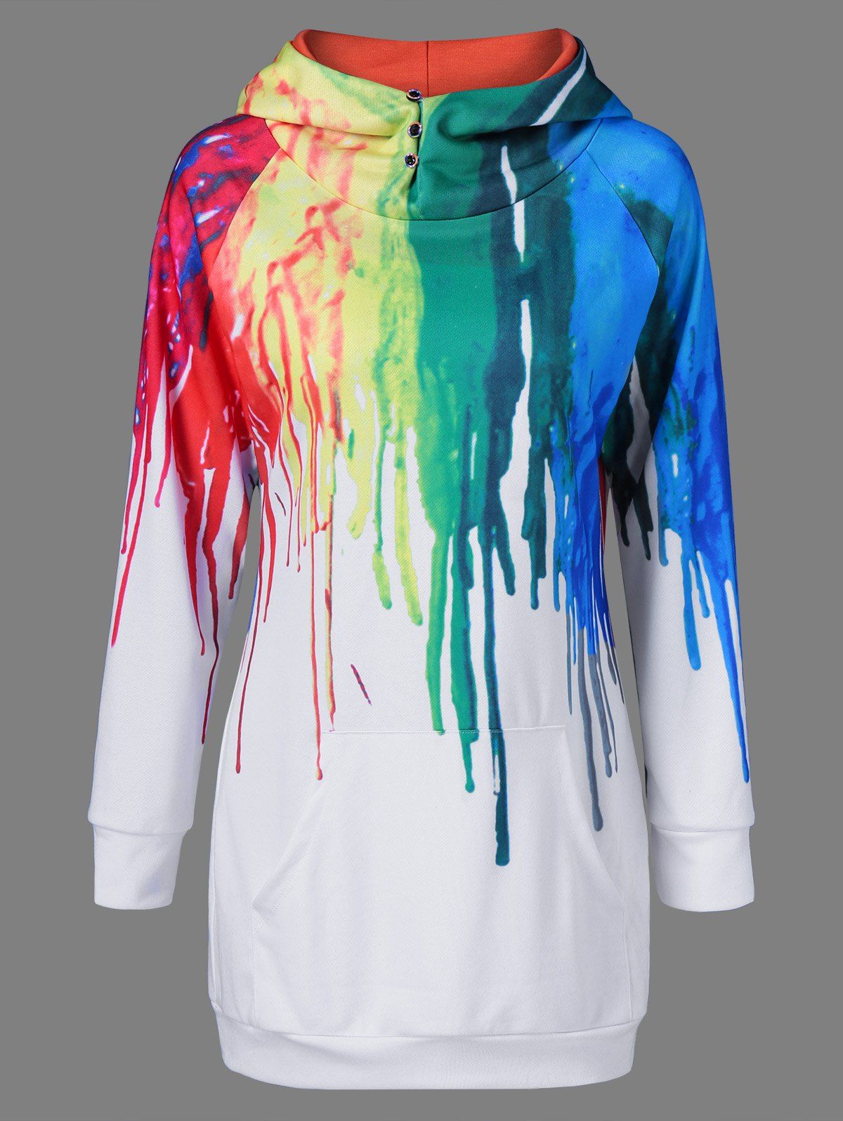 color hoodie rainbow In M Oil Hoodie 2018 Over Print Rainbow WHITE Paint