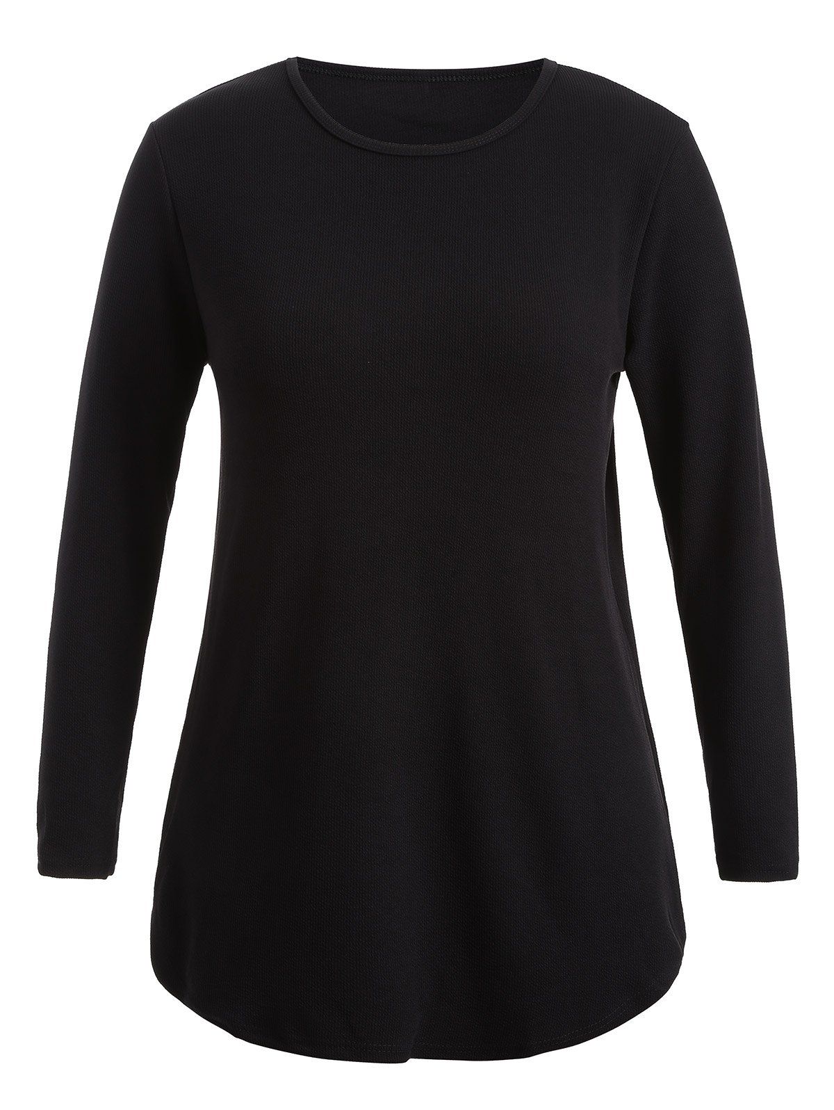 

Plus Size Knitwear with Arc Hem, Black