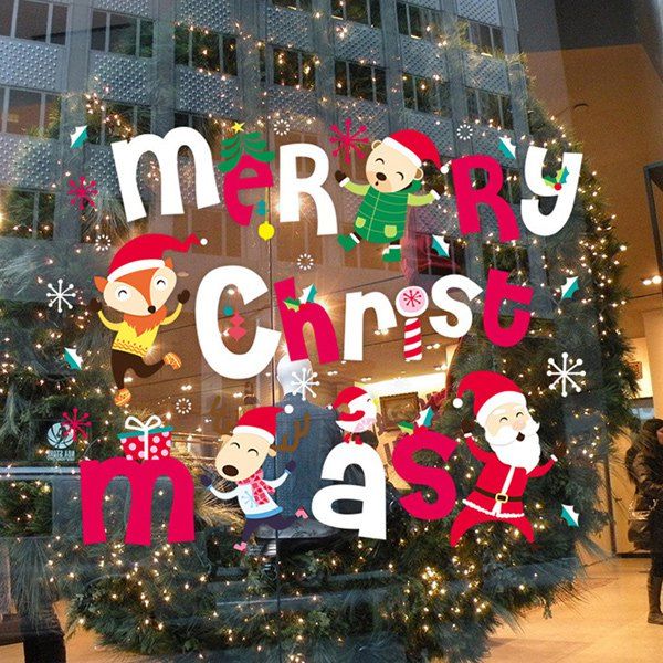 

Merry Christmas Colorful Removable Glass Window Wall Stickers