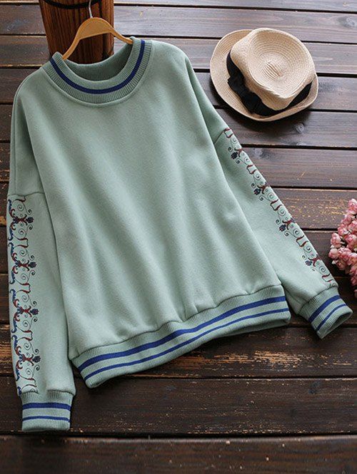 

Printed Sleeve Dropped Shoulder Sweatshirt, Green