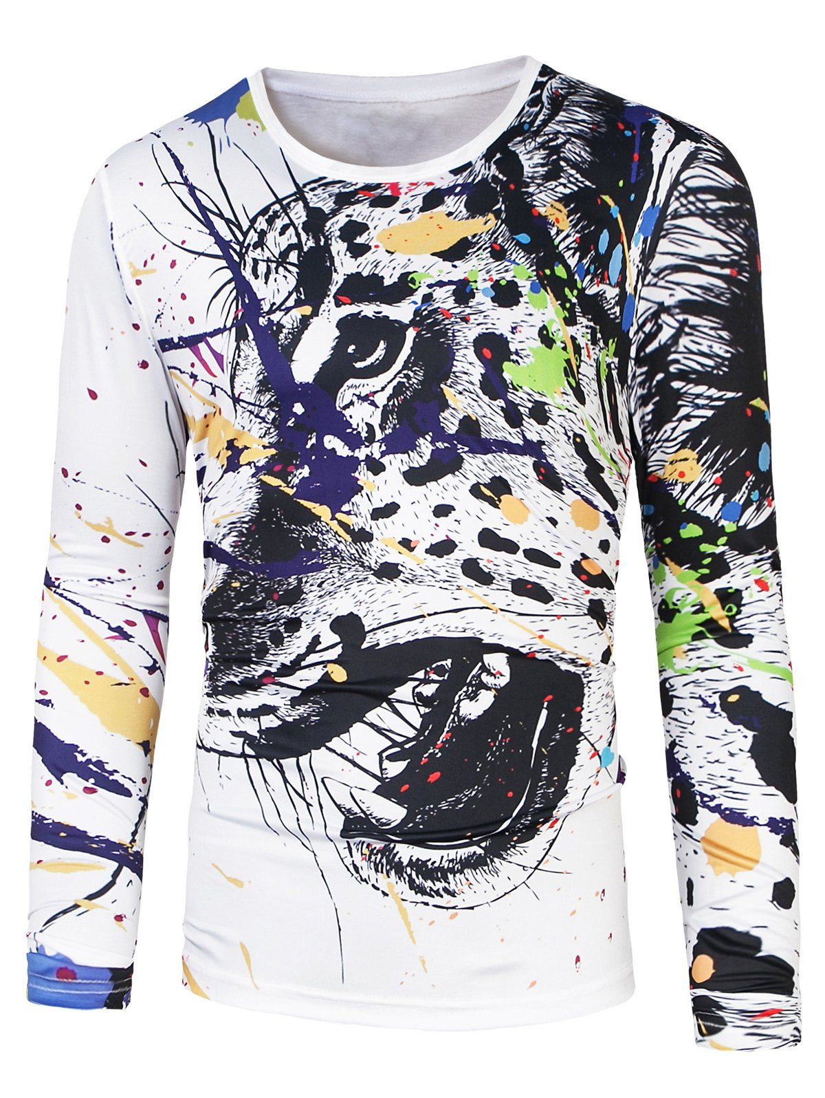 

Animal Painting Print Long Sleeve T-Shirt, White