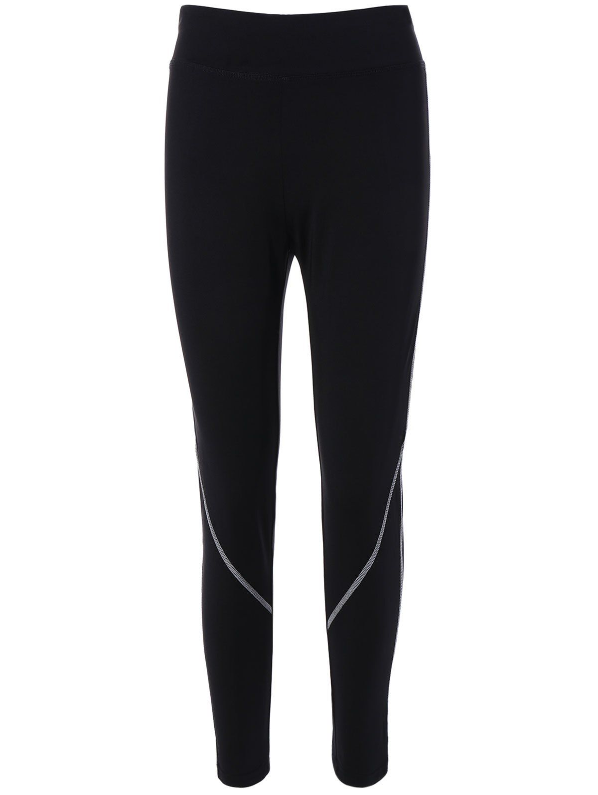 

High Waist Contrast-Trim Running Leggings, Black