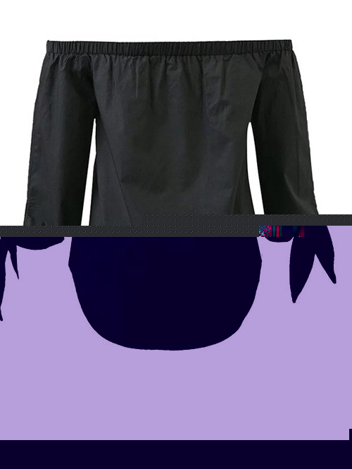 

Off Shoulder Tied Sleeve Blouse, Black
