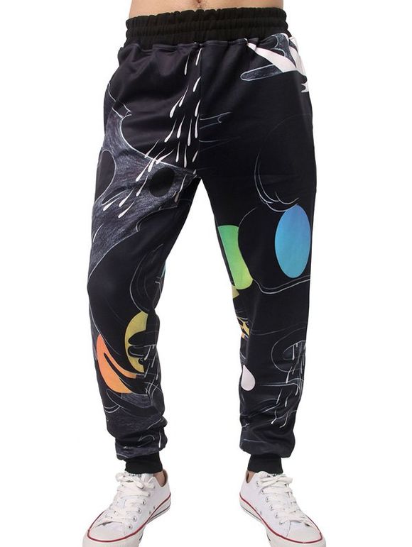 Pantalon jogging imprimé cercle d'eau - Noir M