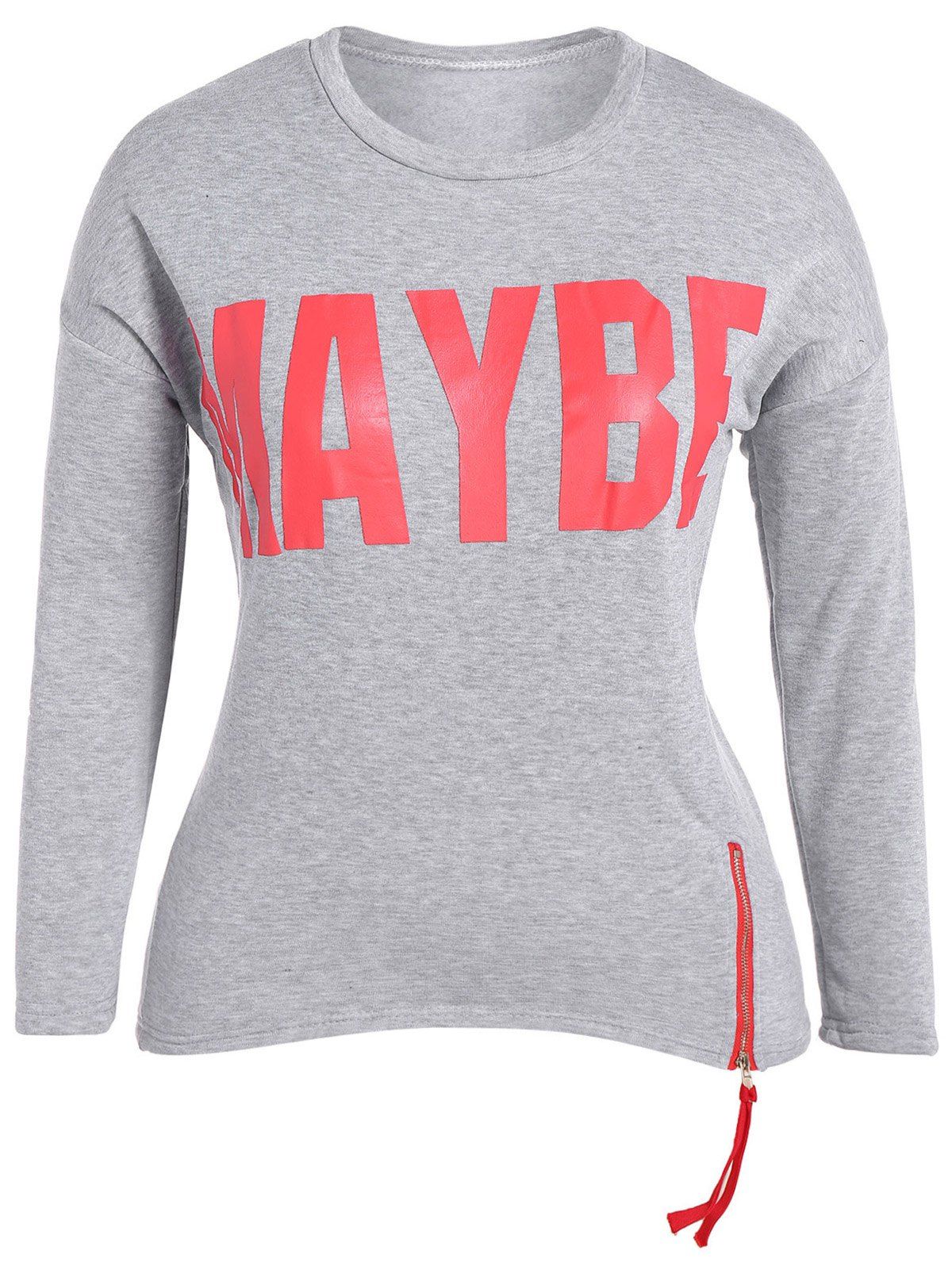 

Plus Size Drop Shoulder Maybe T-Shirt, Light gray
