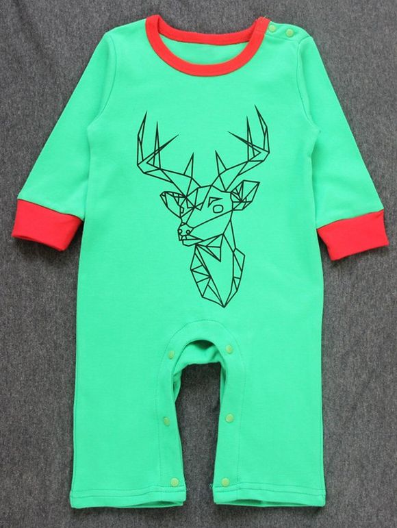 Combinaison de Noël avec motif de cerf à manches long pour bébé - Vert 90
