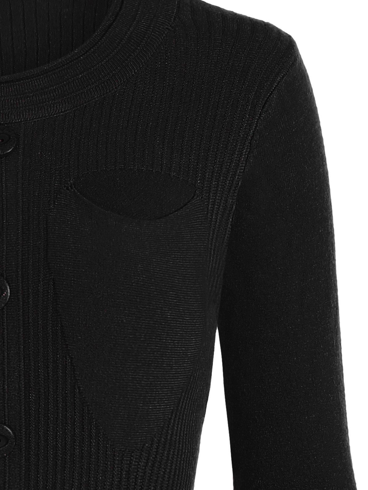 Long Knitted Jumper Dress With Buttons, BLACK, ONE SIZE in Sweater