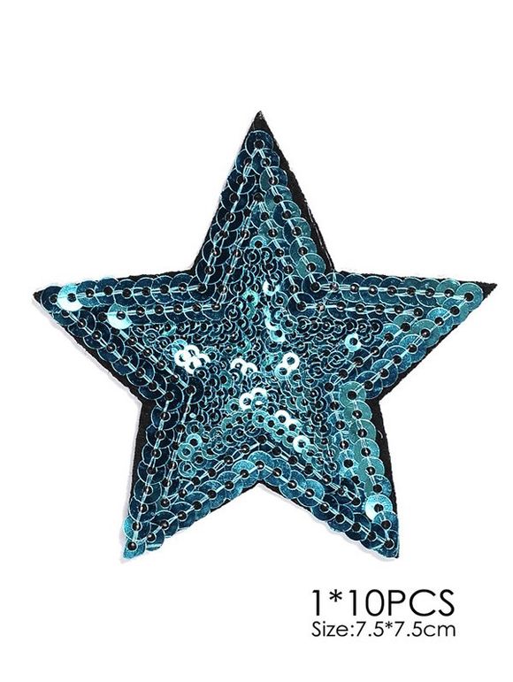 Patches brodés étoile,10 pièces - Bleu 