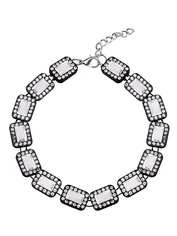 

Rectangle Rhinestone Choker Necklace, Black