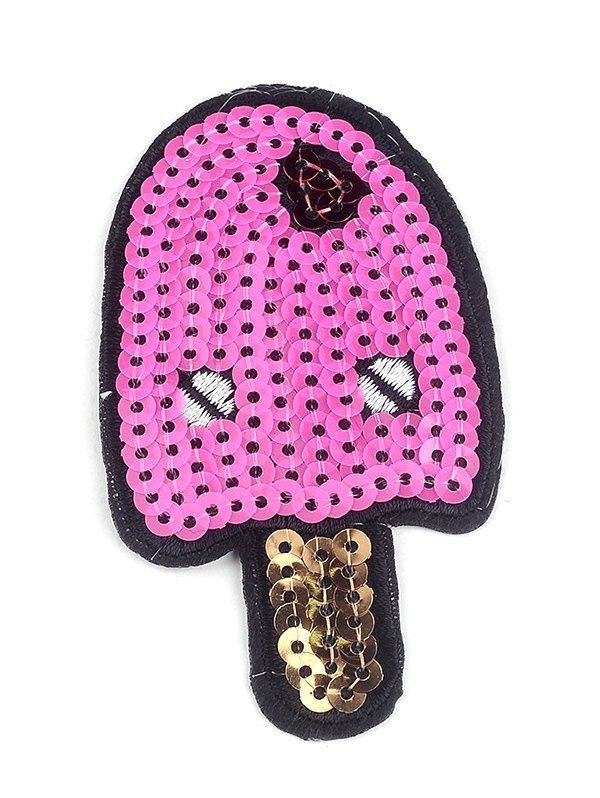 

10 PCS Ice Cream Embroidered Sequins Patches, Pink