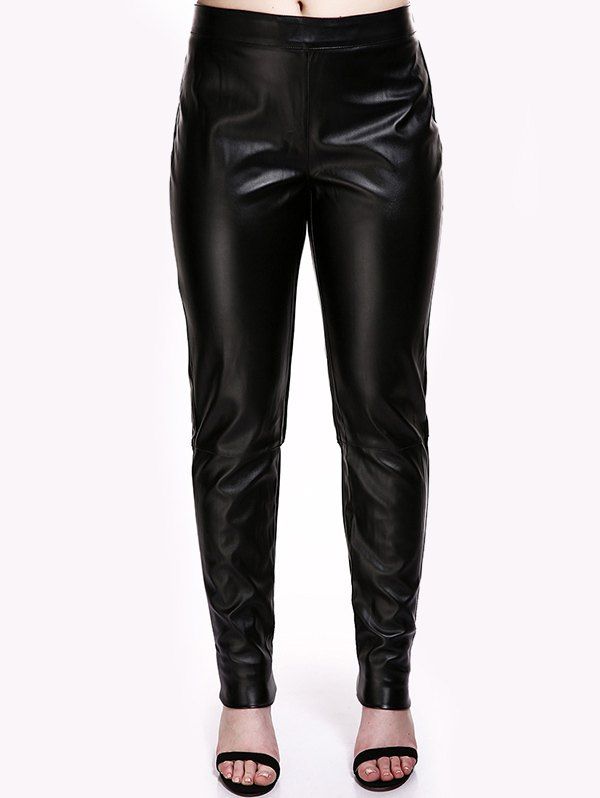 

Faux Leather Pencil Pants, Black