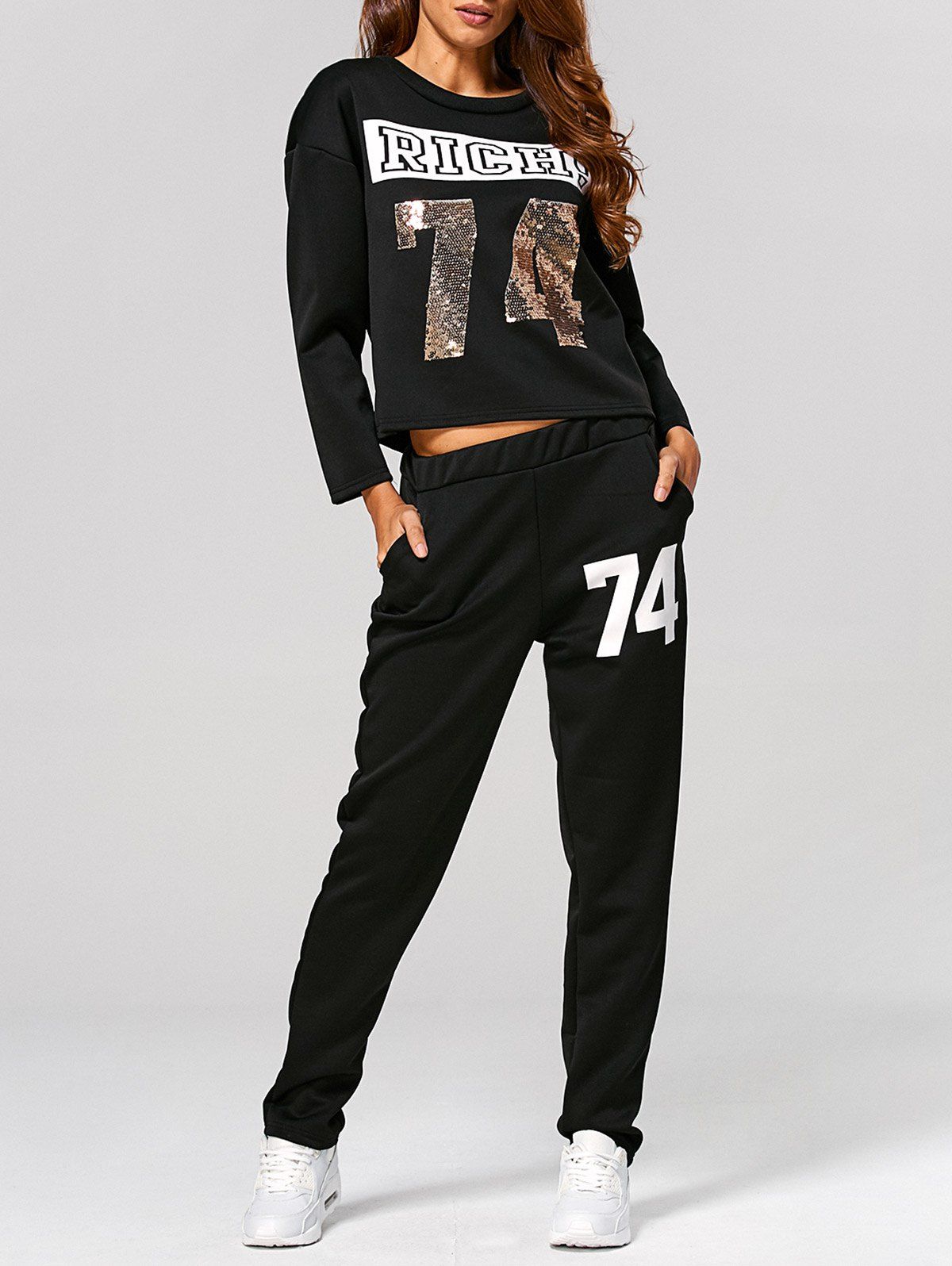 

Active Sequins 74 Top+Pants, Black