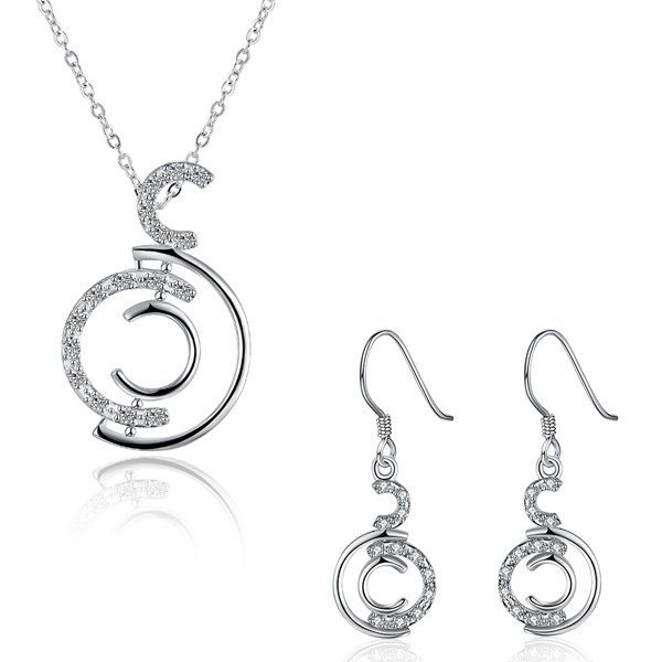 

Rhinestone Circle Embellished Jewelry Set, Silver