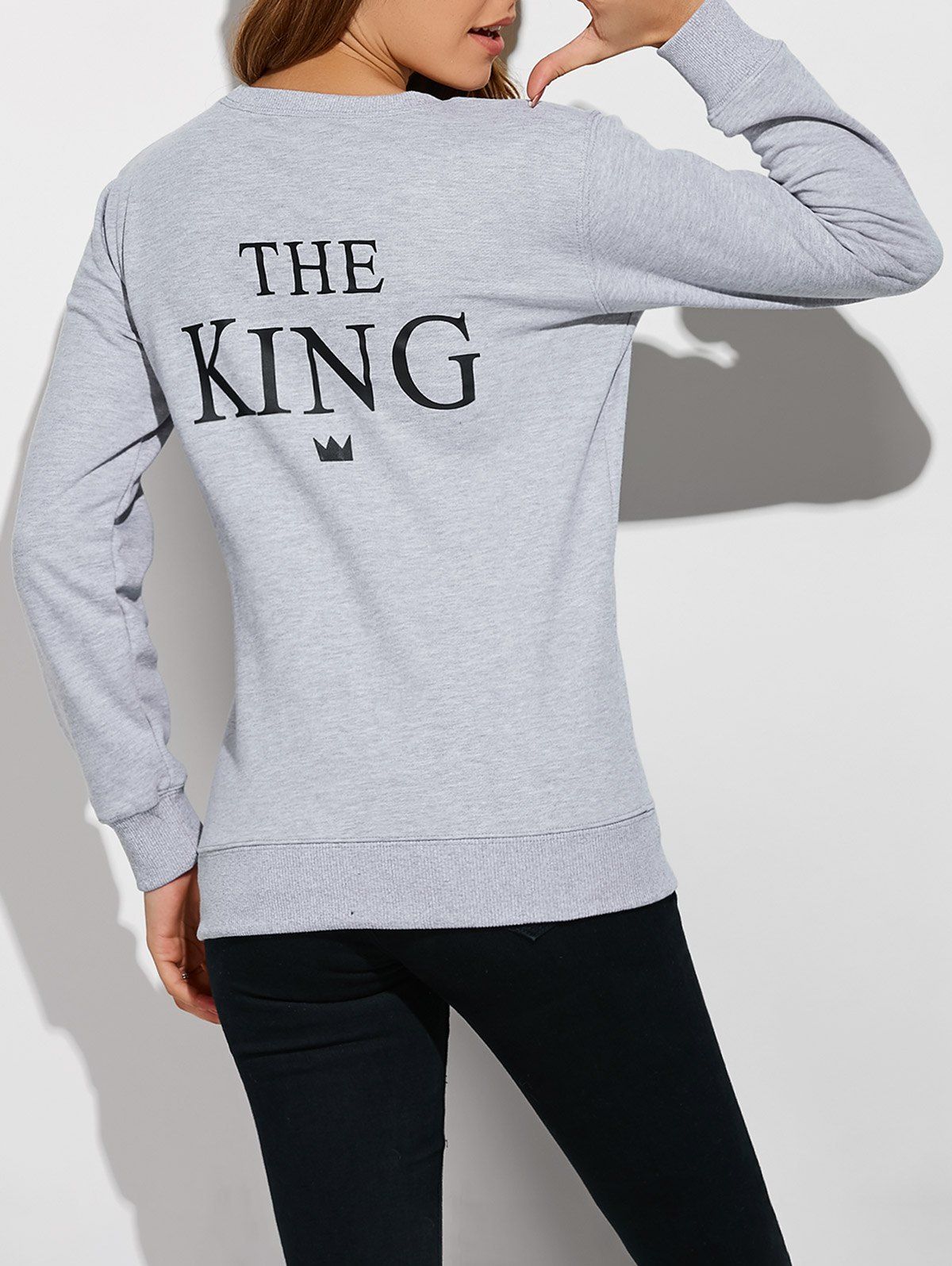 

Letter Loose Couple Sweatshirt, Gray