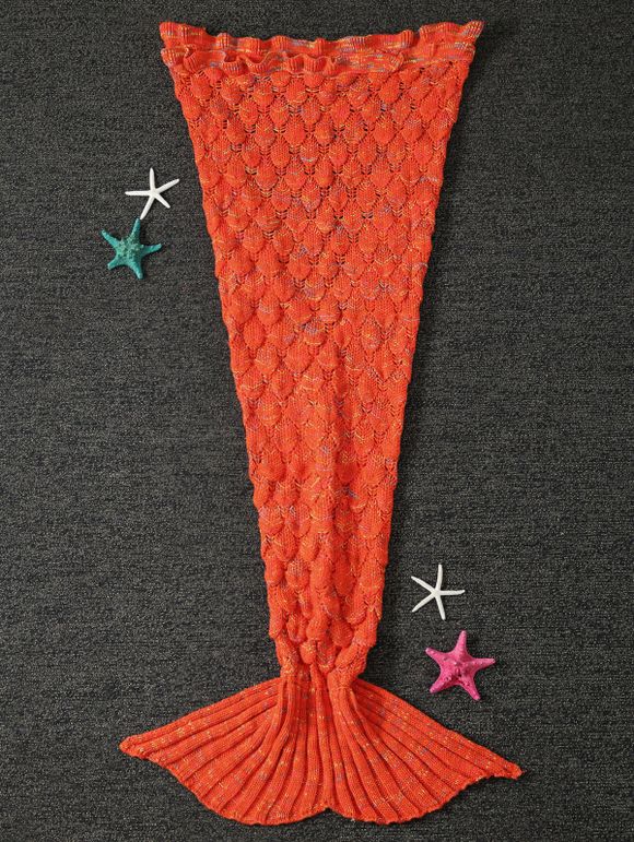 Couverture tricotée de sirène pour enfants - Orange 