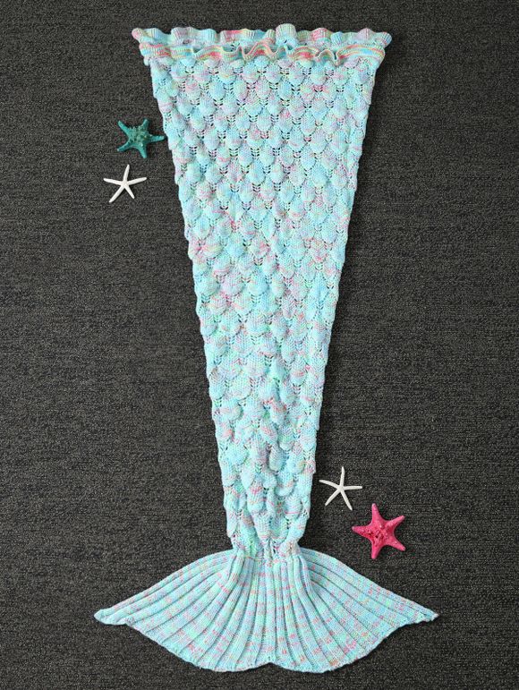 Couverture tricotée de sirène pour enfants - Azur 