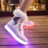 Bottes fourrées en PU cuir avec LED lumineux - Blanc 39