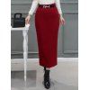 Jupe Fourreau Mi-Longue En Laine - Rouge vineux S