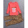 Cerf de Noël T-shirt imprimé léopard + Pantalons - Rouge 120
