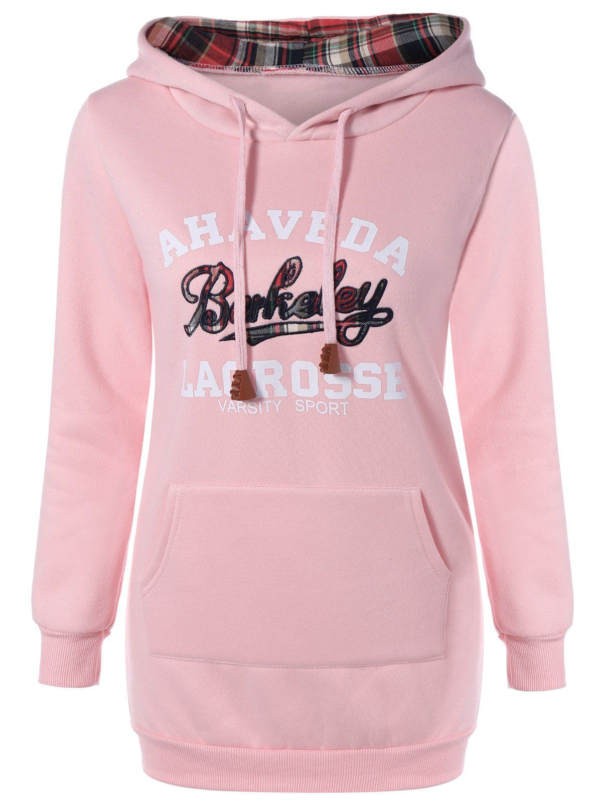 2018 Embroidered Letter Pocket Hoodie PINK XL In Sweatshirts & Hoodies