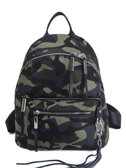 [17% OFF] 2021 Tassels Splicing Camouflage Pattern Backpack In ...