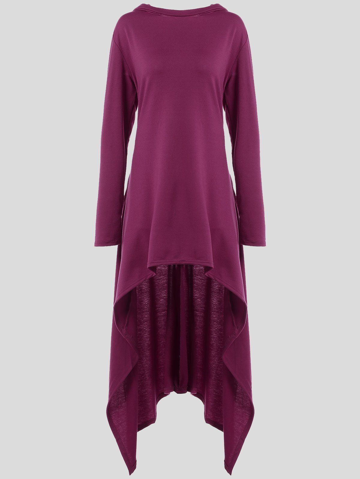 

Pullover Asymmetric Hoodie, Purplish red