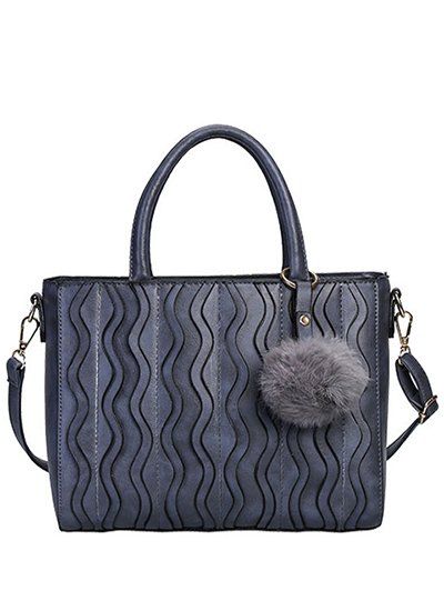 

Metal Stitching Wavy Stripe Pattern Tote Bag, Deep gray