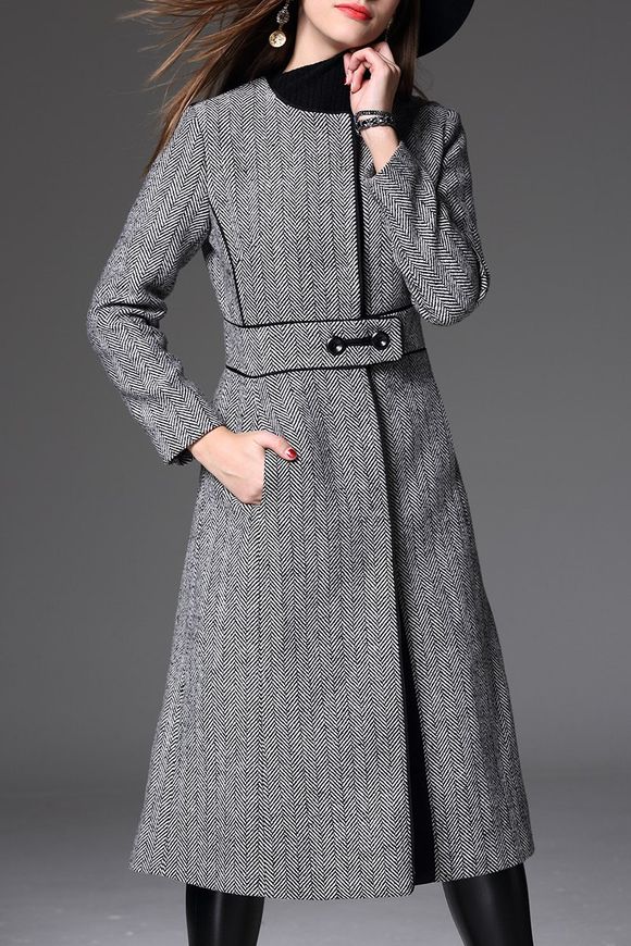 Dos Coat Slit Tweed - Gris L