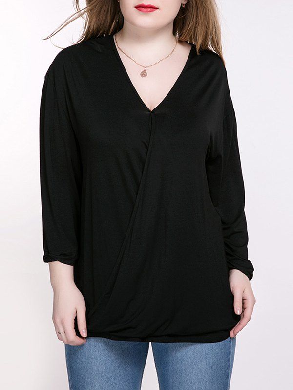 

Loose Surplice T-Shirt, Black