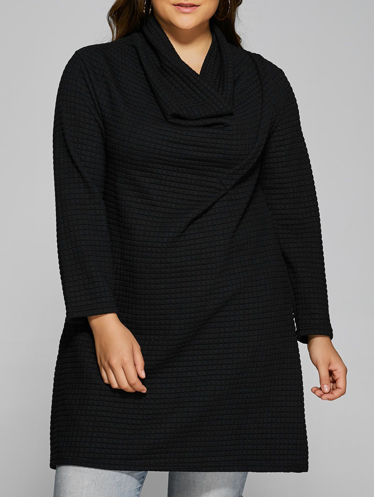

Plus Size Cowl Neck Textured Blouse, Black