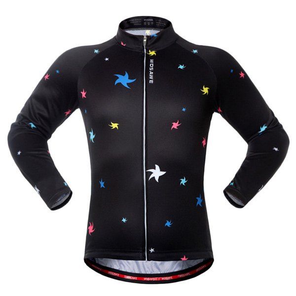 

Sport Breathable Stars Long Sleeve Cycling Jersey, Black and green