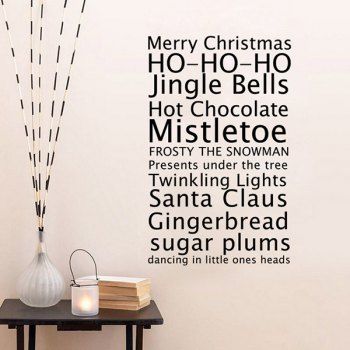 

Removable Merry Christmas Quote Bedroom Wall Stickers, Black