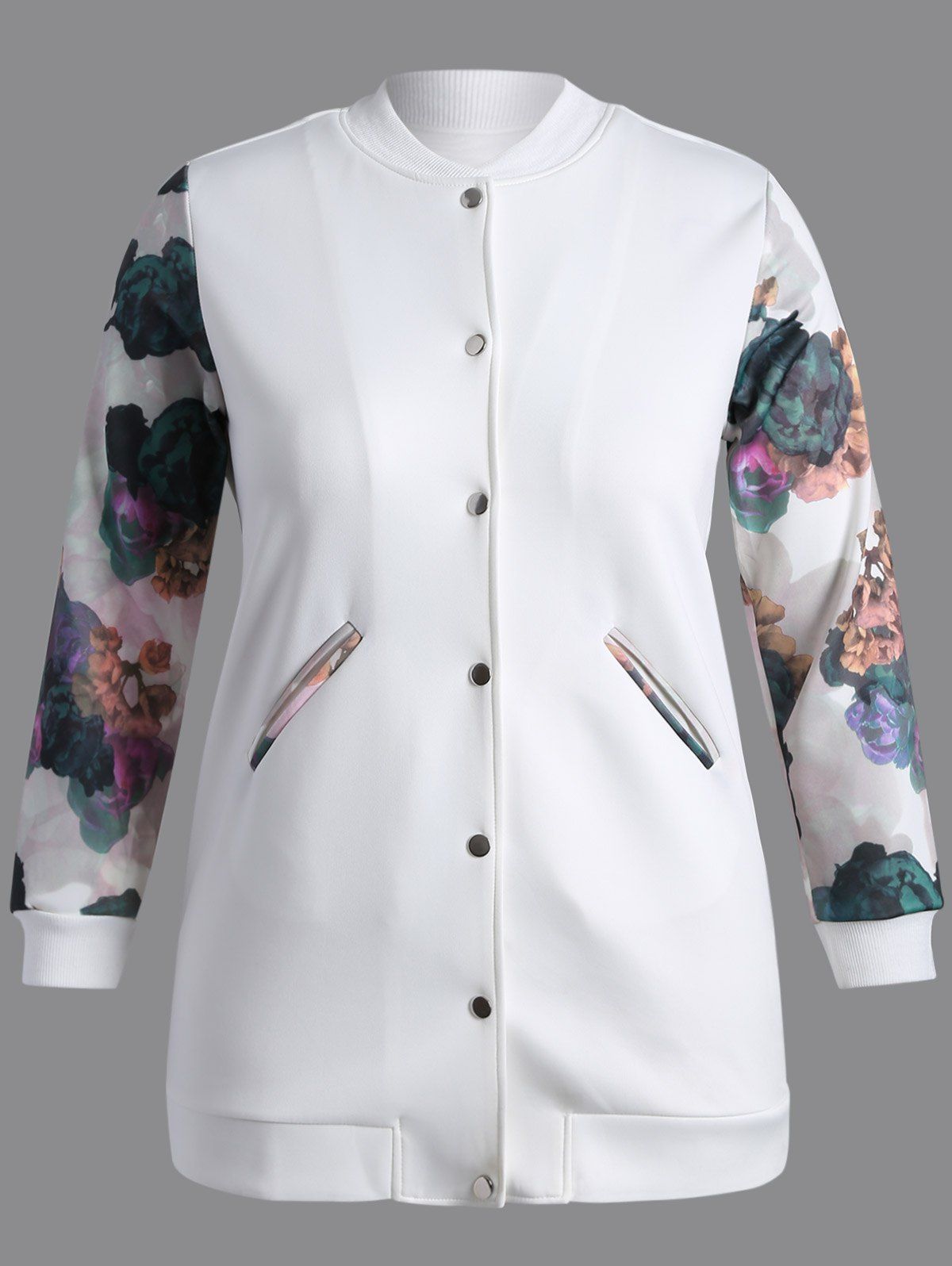 

Buttoned Printed Coat, White