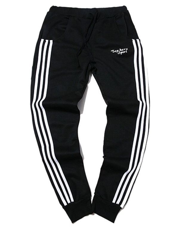 Sportif Pantalon Trois Stripes Taille Coulissée Jogger - Noir XL