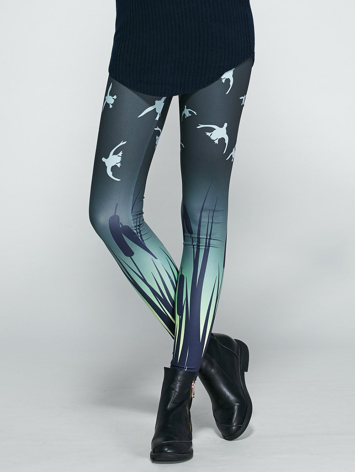 

Halloween Ghost Print Stretchy Leggings, Gray