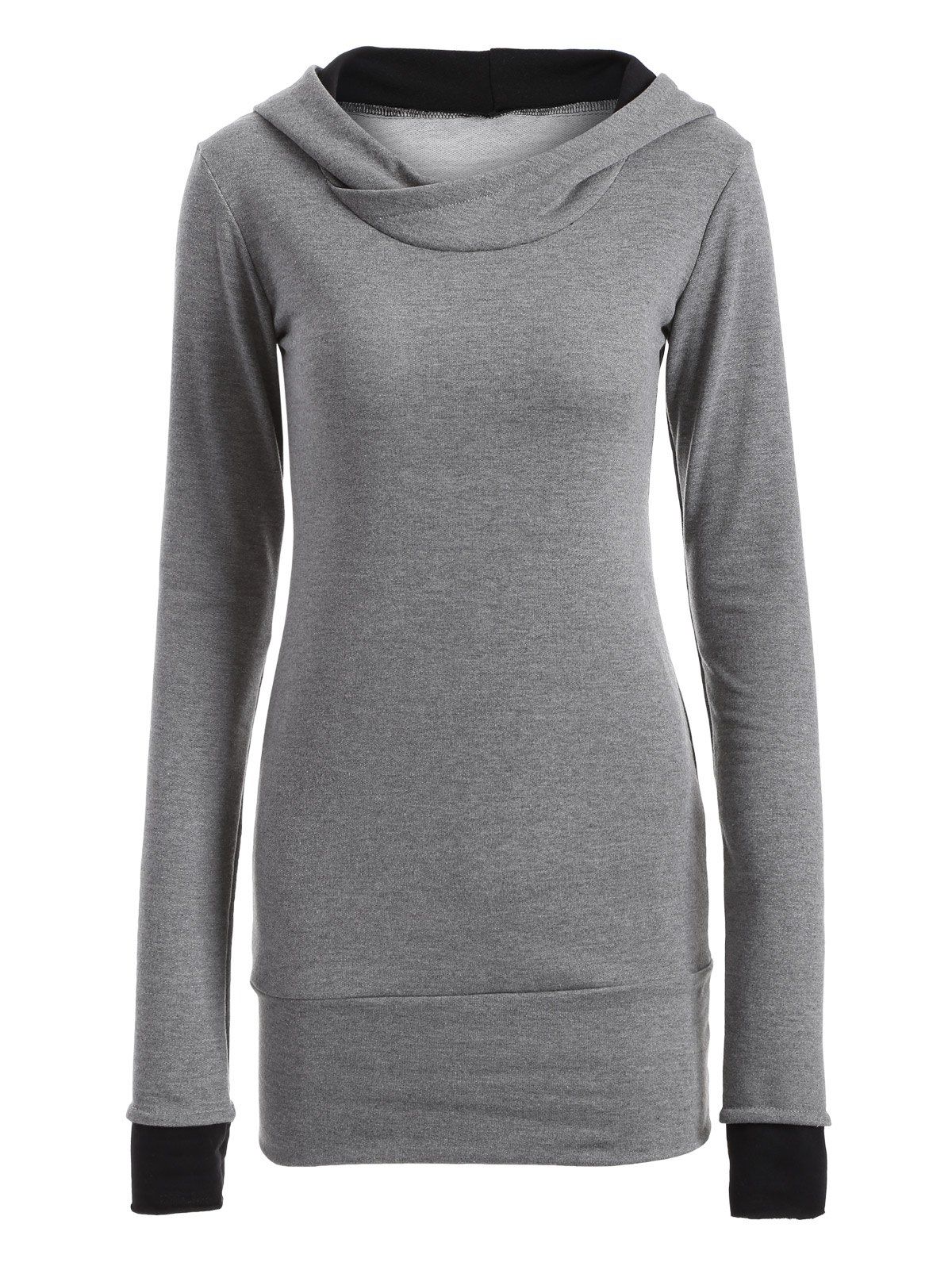 

Long Sleeve Color Block Hoodie Dress, Gray