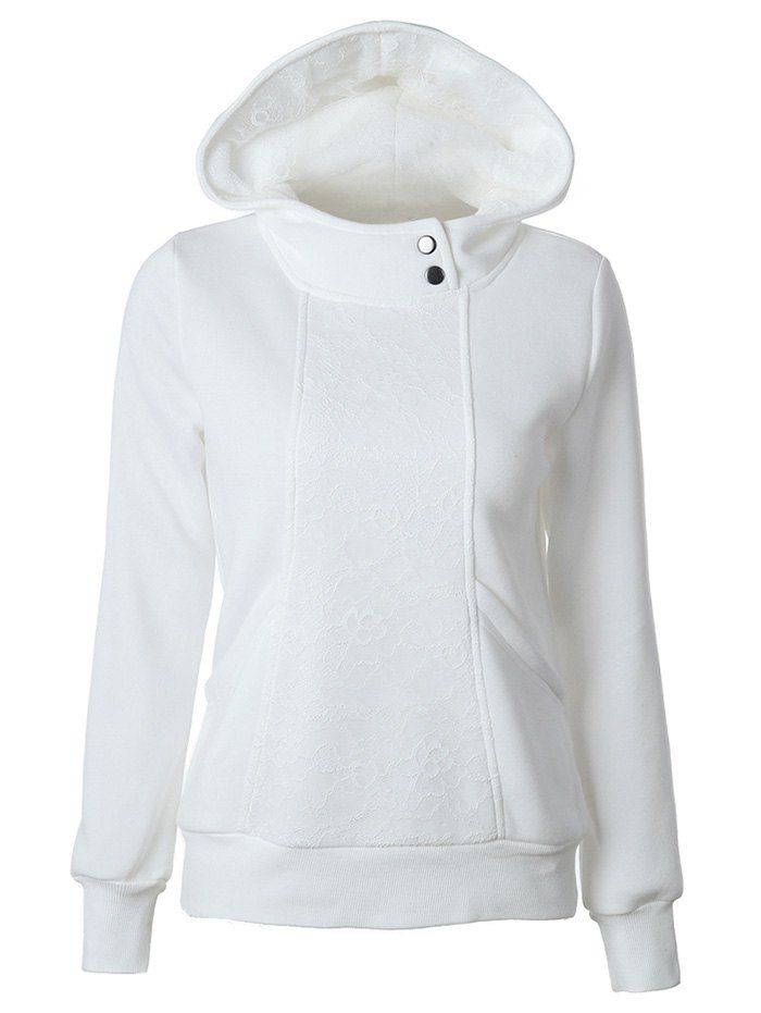 

Lace Detail Pullover Hoodie, Milk white