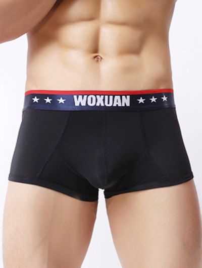 Pantalon court sexy U-convexe avec sachet et étoiles sur bordure - Noir XL