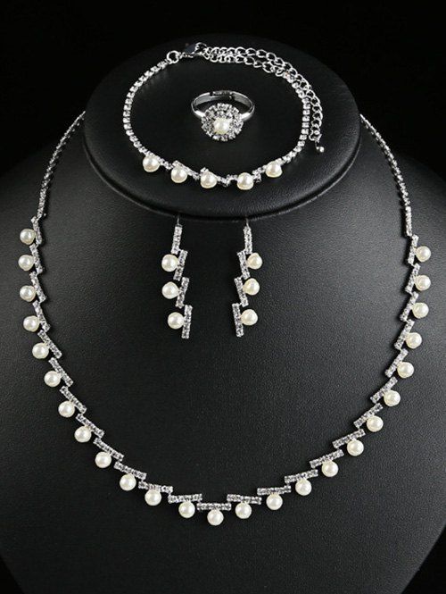 Strass perle artificielle bijoux de mariage - Argent 
